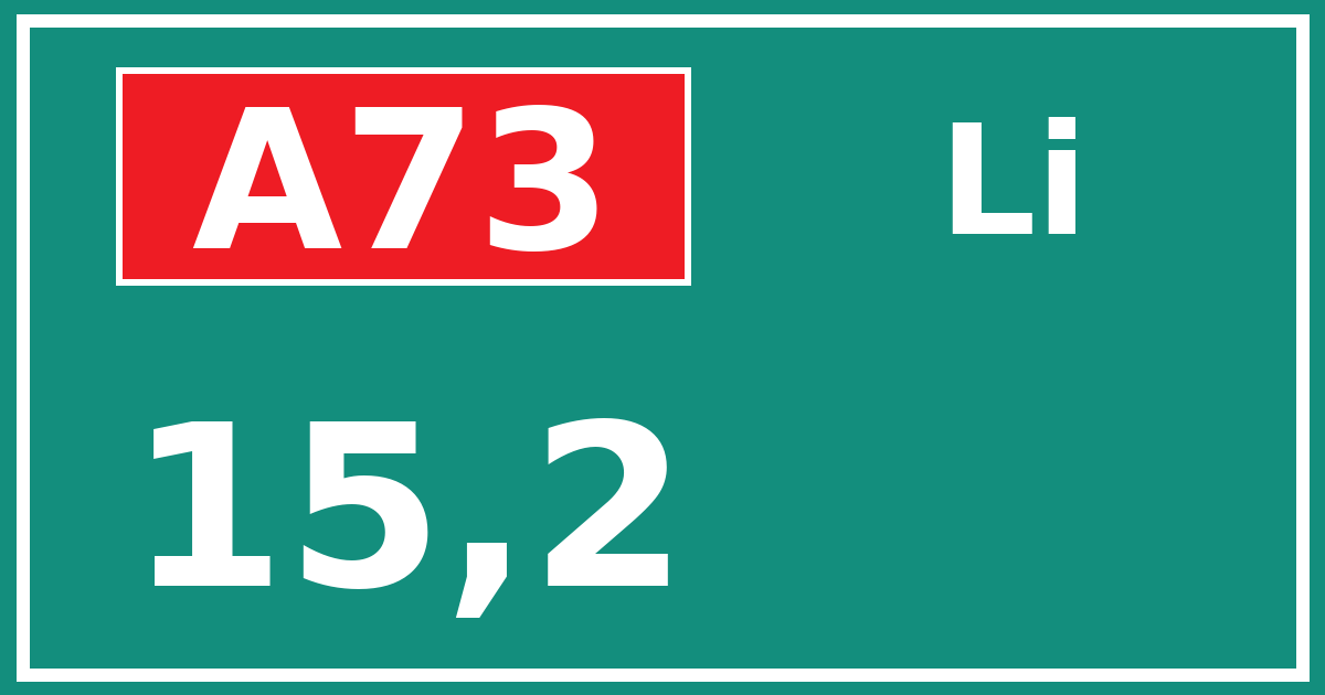 Hectometerbord A73 15,2 zijde Li