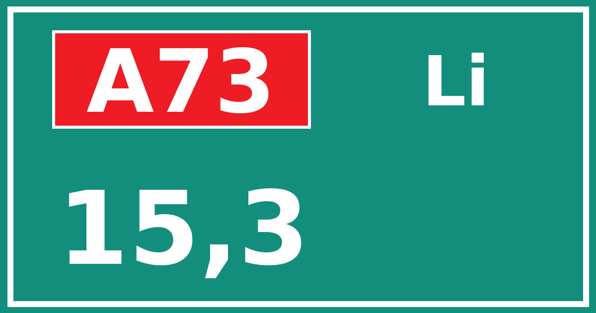 Hectometerbord A73 15,3 zijde Li