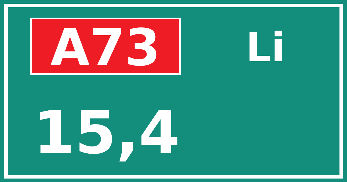Hectometerbord A73 15,4 zijde Li