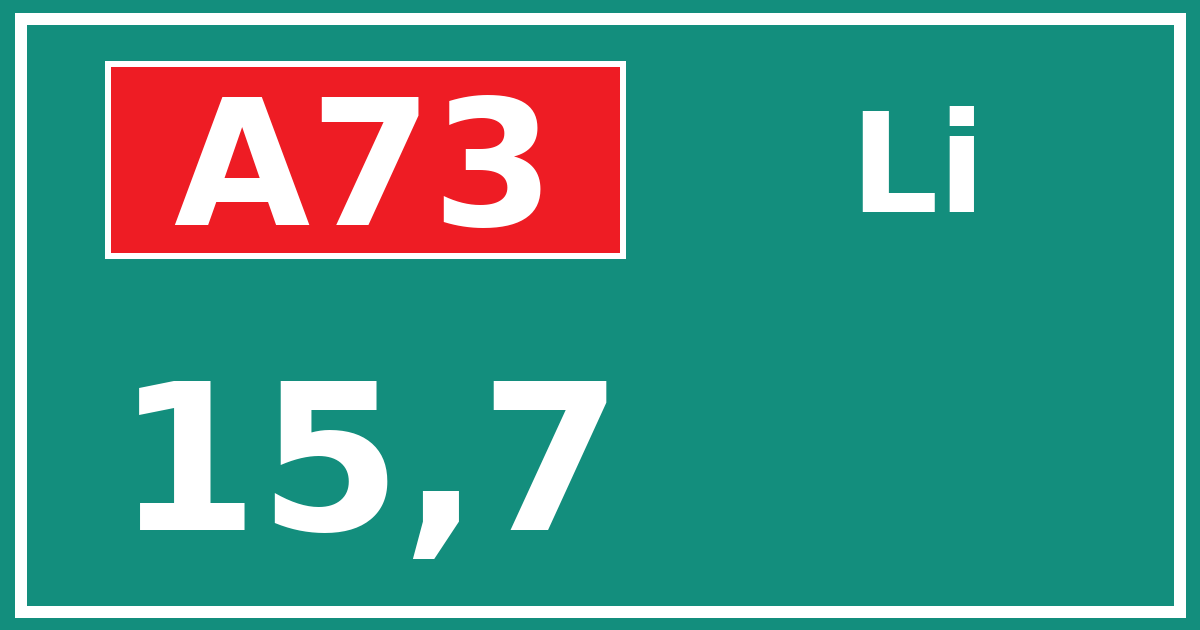 Hectometerbord A73 15,7 zijde Li
