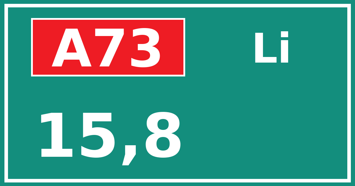 Hectometerbord A73 15,8 zijde Li