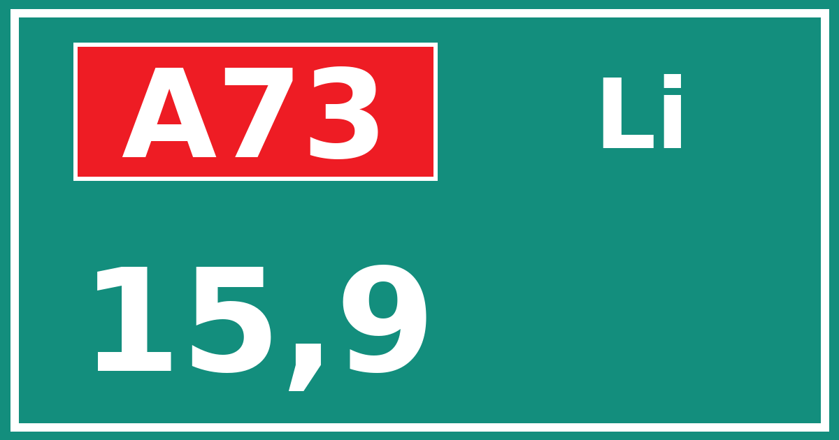 Hectometerbord A73 15,9 zijde Li