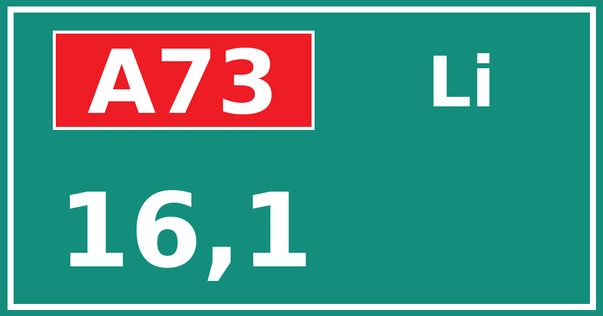 Hectometerbord A73 16,1 zijde Li