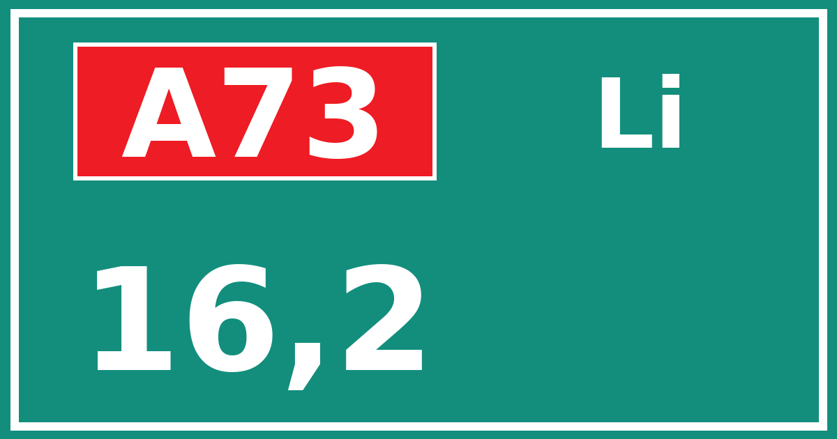 Hectometerbord A73 16,2 zijde Li