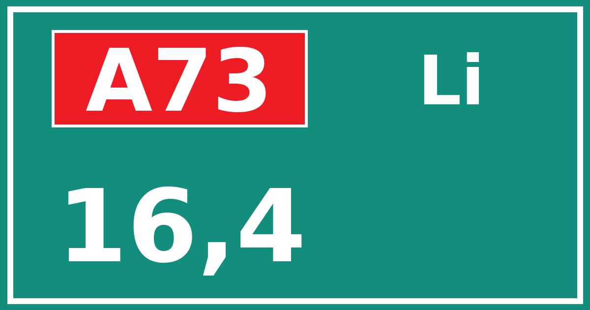 Hectometerbord A73 16,4 zijde Li