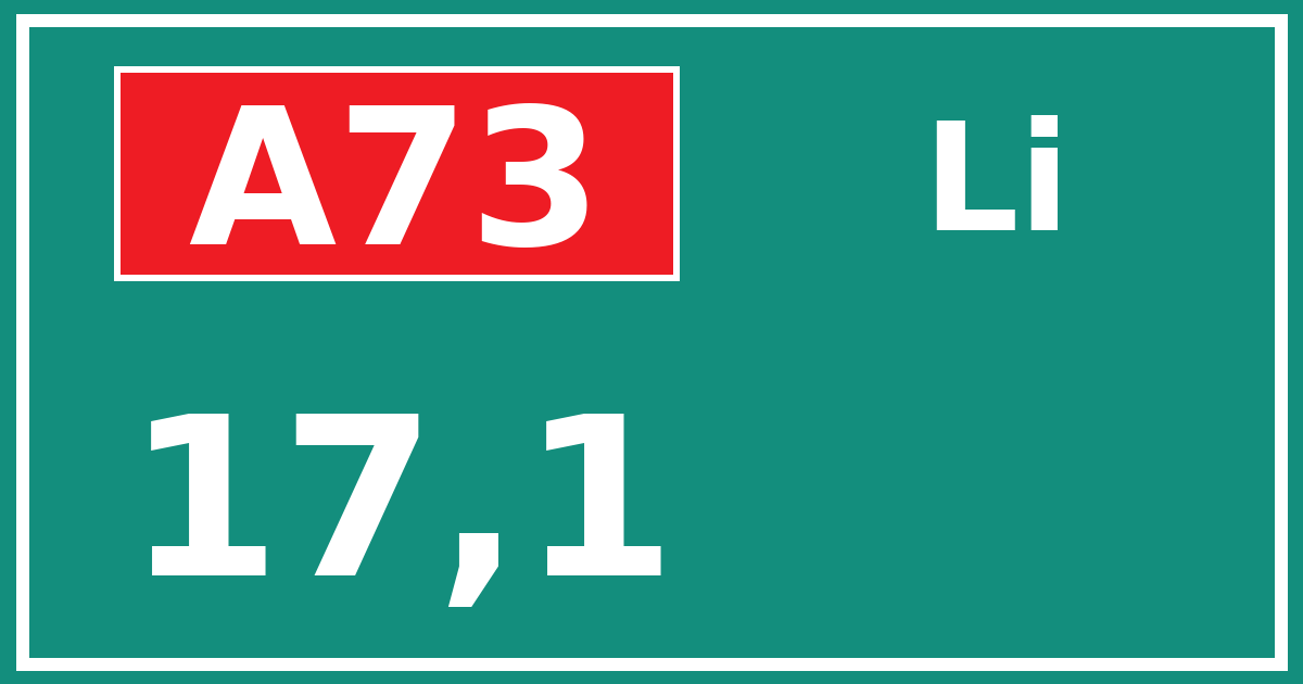 Hectometerbord A73 17,1 zijde Li