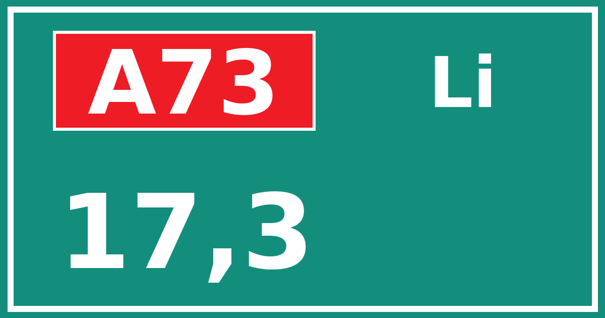 Hectometerbord A73 17,3 zijde Li