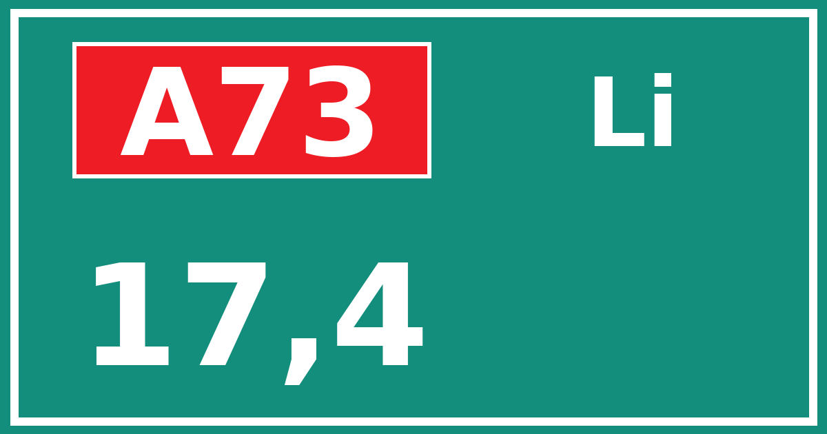 Hectometerbord A73 17,4 zijde Li