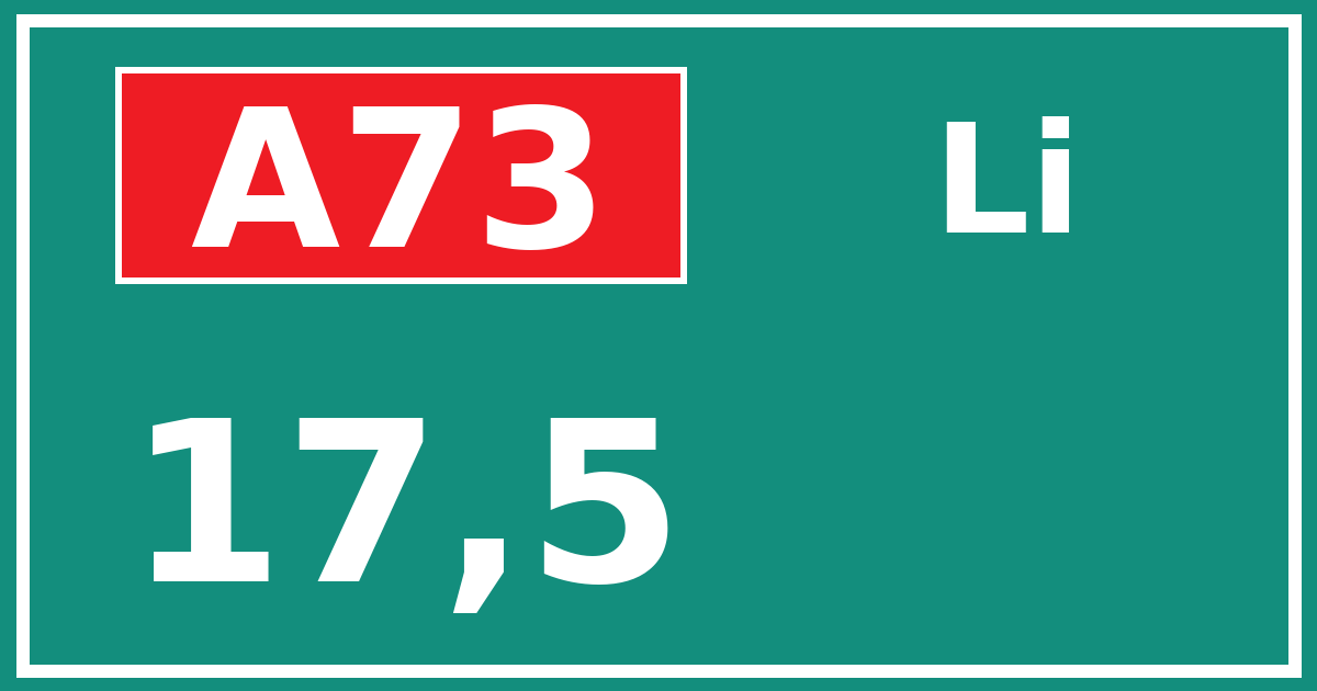 Hectometerbord A73 17,5 zijde Li