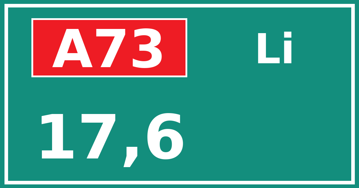 Hectometerbord A73 17,6 zijde Li