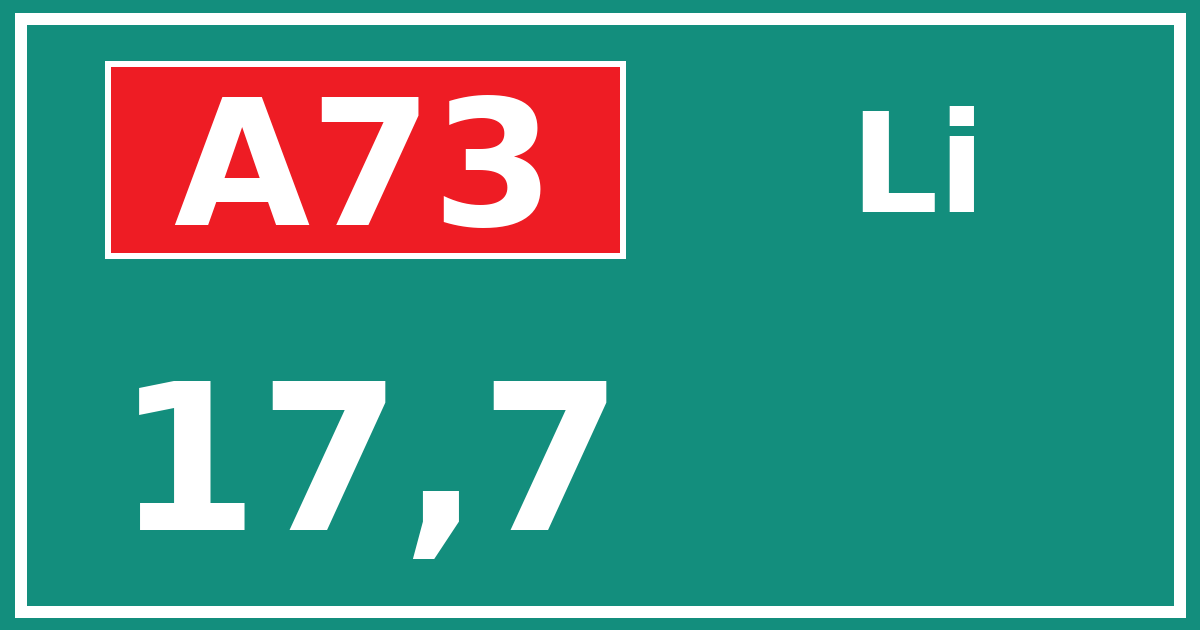 Hectometerbord A73 17,7 zijde Li