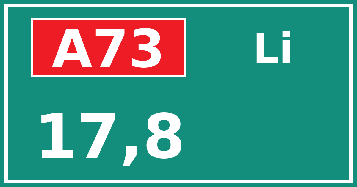 Hectometerbord A73 17,8 zijde Li