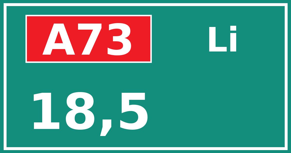 Hectometerbord A73 18,5 zijde Li