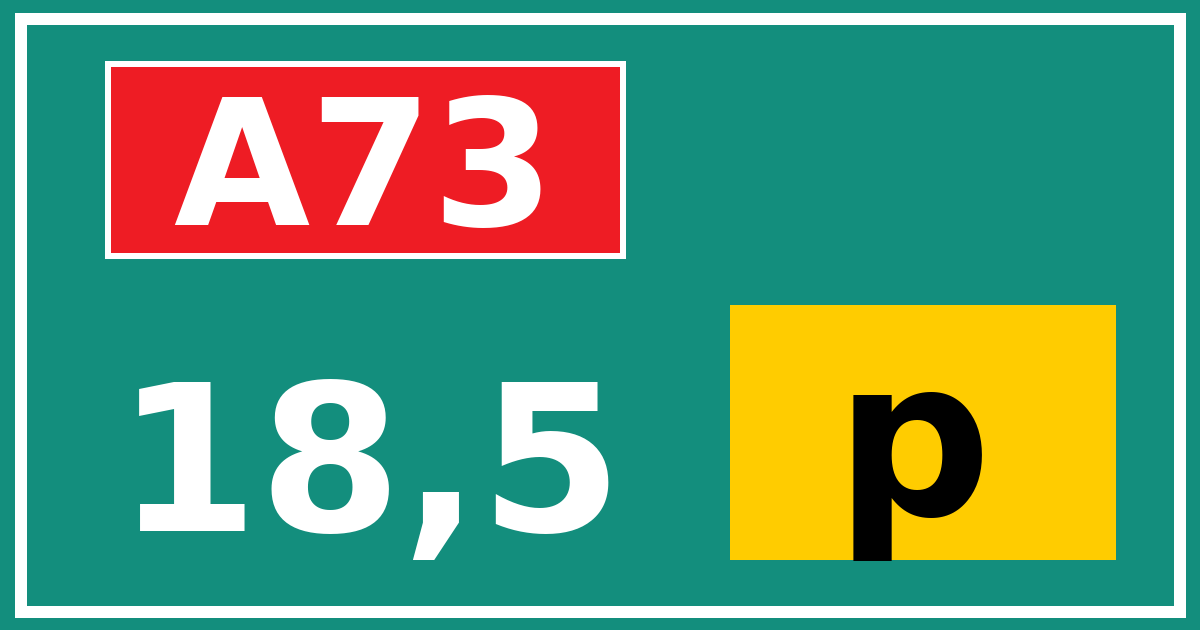 Hectometerbord A73 18,5 letter p
