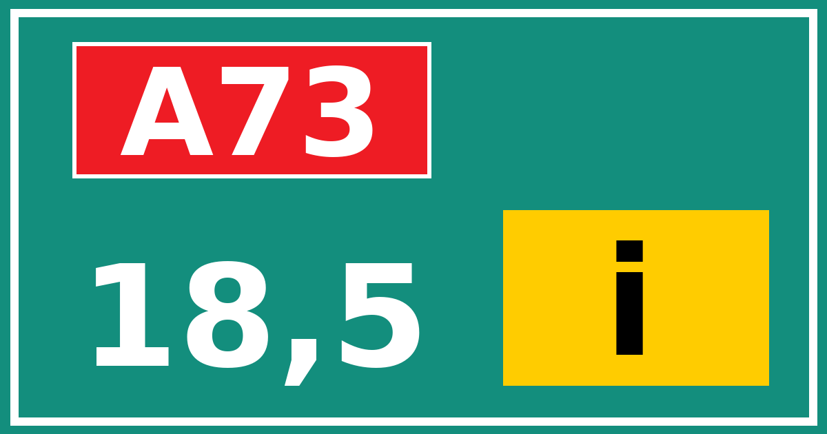 Hectometerbord A73 18,5 letter i