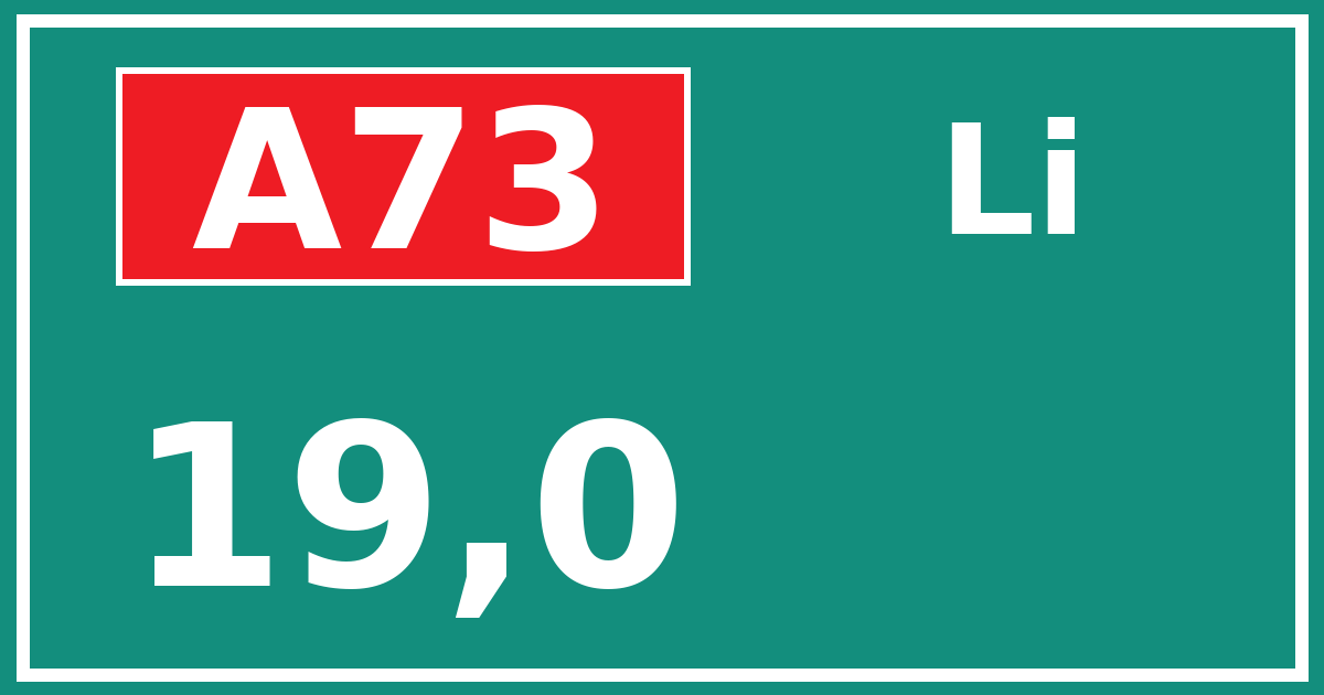 Hectometerbord A73 19,0 zijde Li