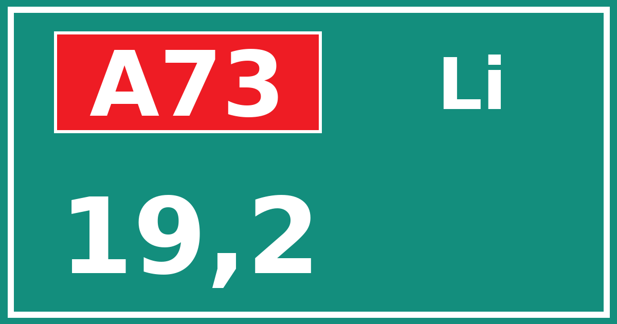 Hectometerbord A73 19,2 zijde Li
