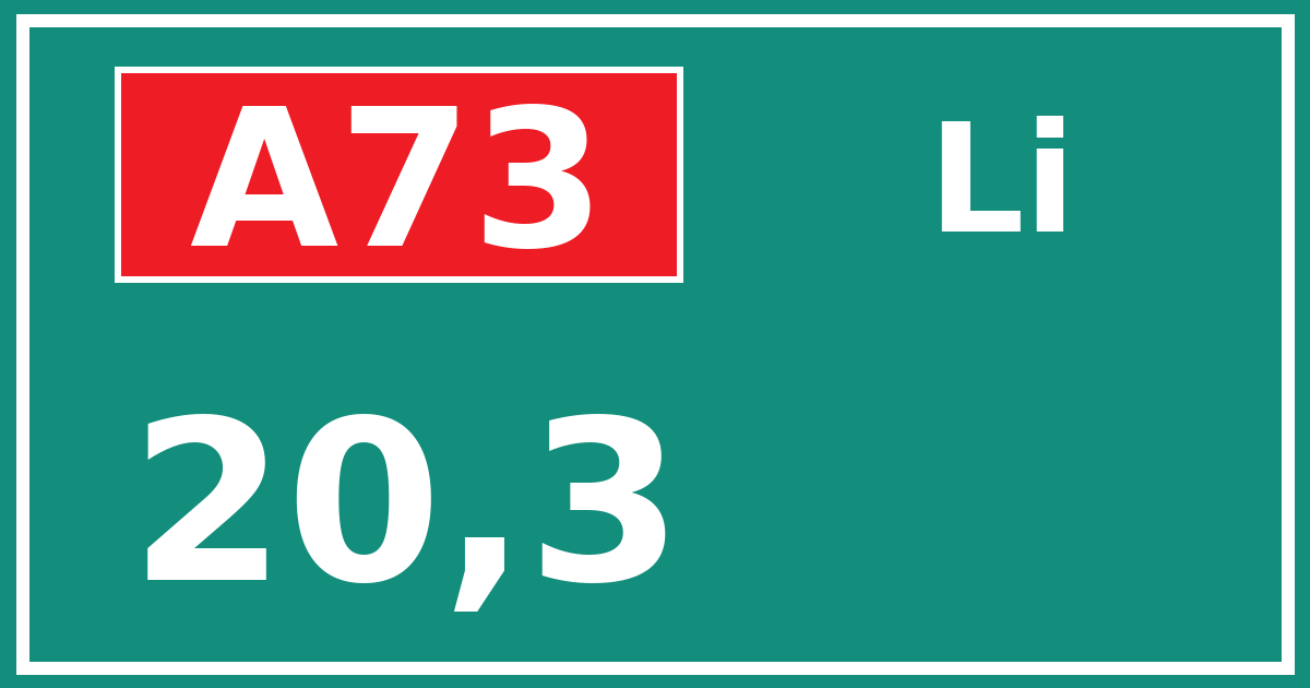 Hectometerbord A73 20,3 zijde Li