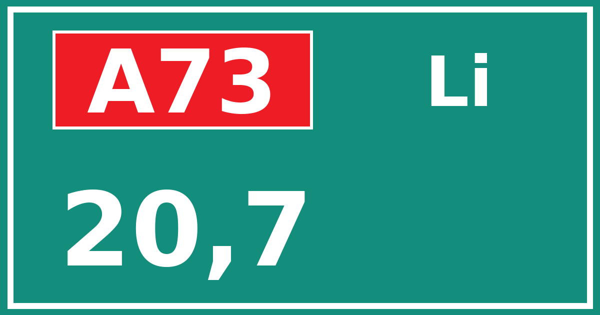 Hectometerbord A73 20,7 zijde Li