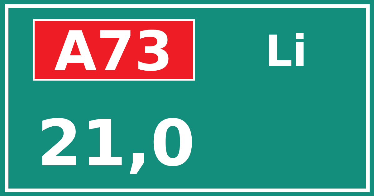 Hectometerbord A73 21,0 zijde Li