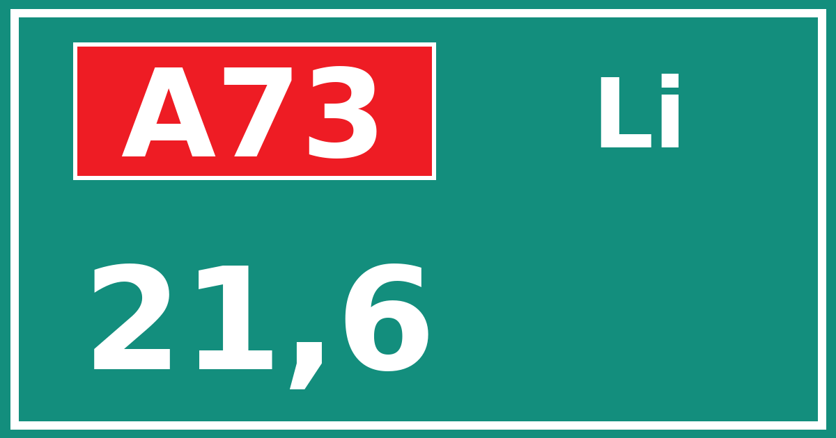 Hectometerbord A73 21,6 zijde Li