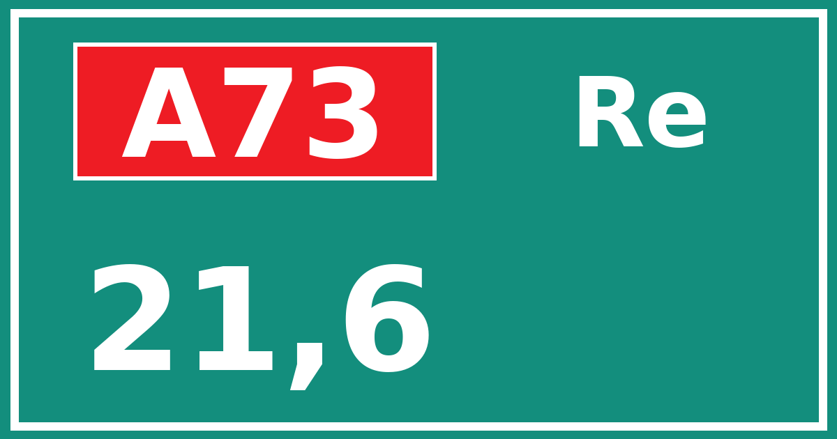 Hectometerbord A73 21,6 zijde Re