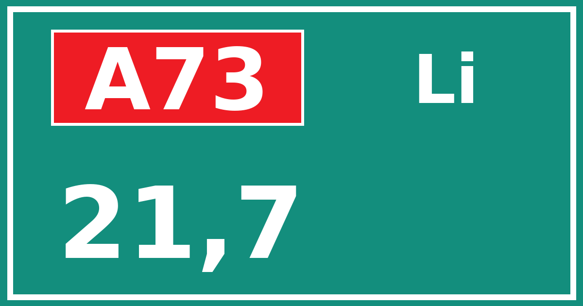 Hectometerbord A73 21,7 zijde Li