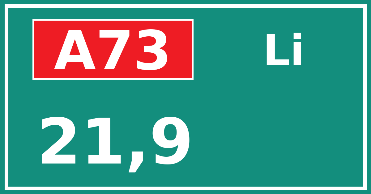 Hectometerbord A73 21,9 zijde Li