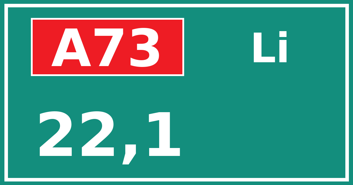 Hectometerbord A73 22,1 zijde Li