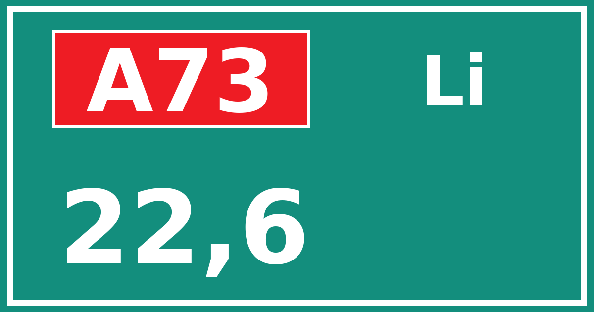 Hectometerbord A73 22,6 zijde Li