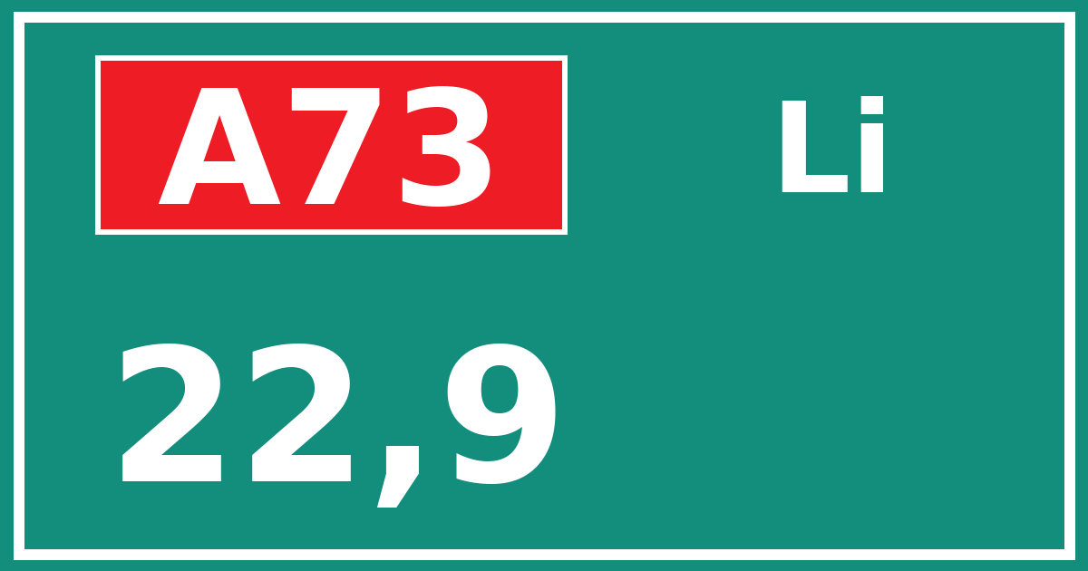 Hectometerbord A73 22,9 zijde Li