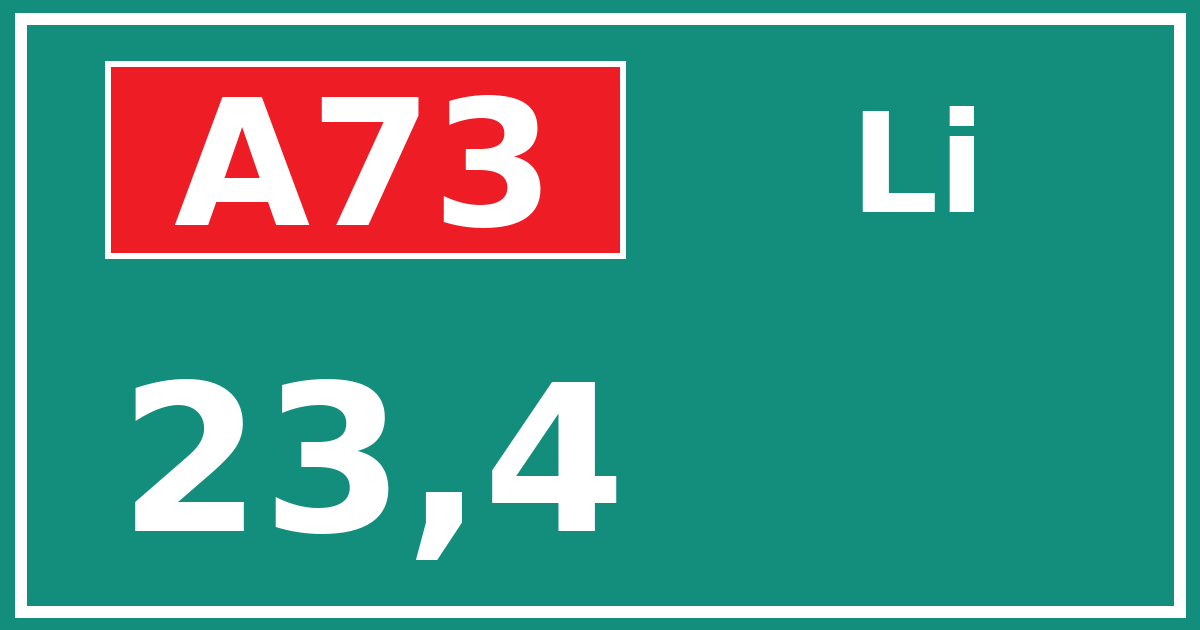 Hectometerbord A73 23,4 zijde Li