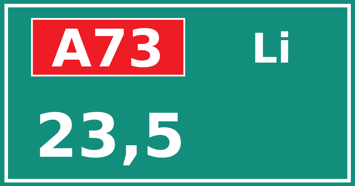 Hectometerbord A73 23,5 zijde Li