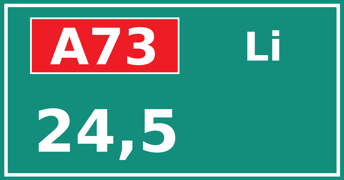 Hectometerbord A73 24,5 zijde Li