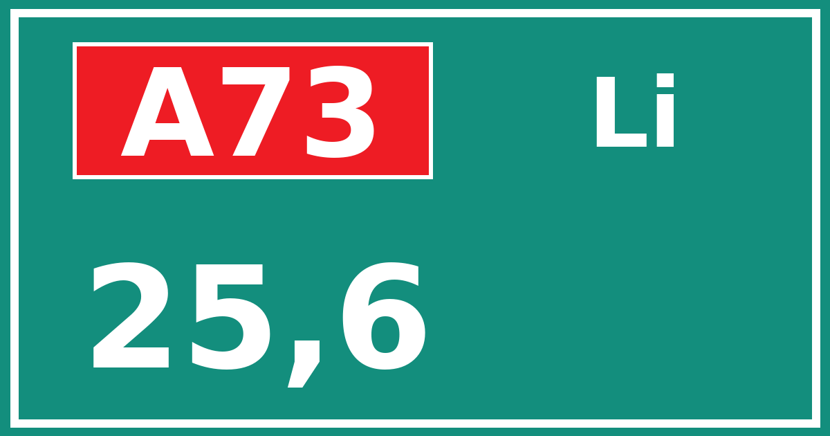 Hectometerbord A73 25,6 zijde Li