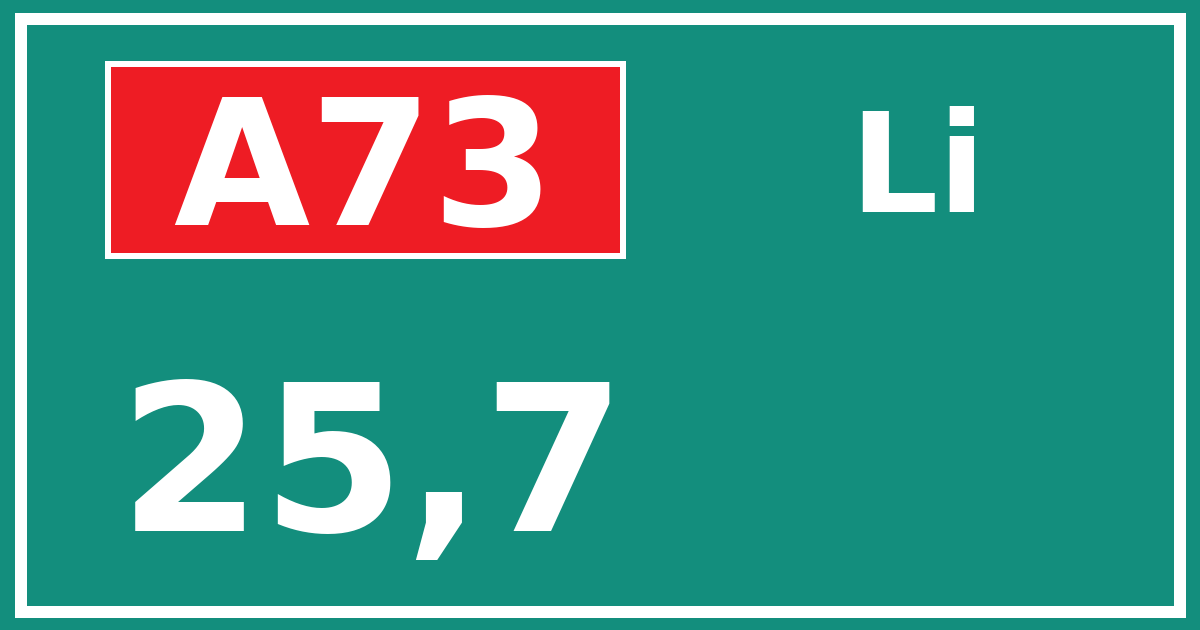 Hectometerbord A73 25,7 zijde Li
