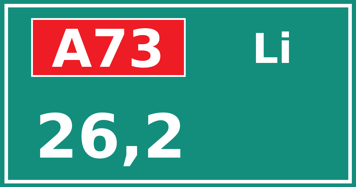 Hectometerbord A73 26,2 zijde Li