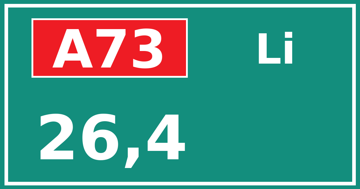 Hectometerbord A73 26,4 zijde Li