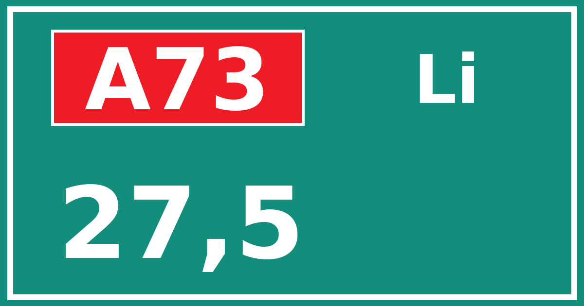 Hectometerbord A73 27,5 zijde Li