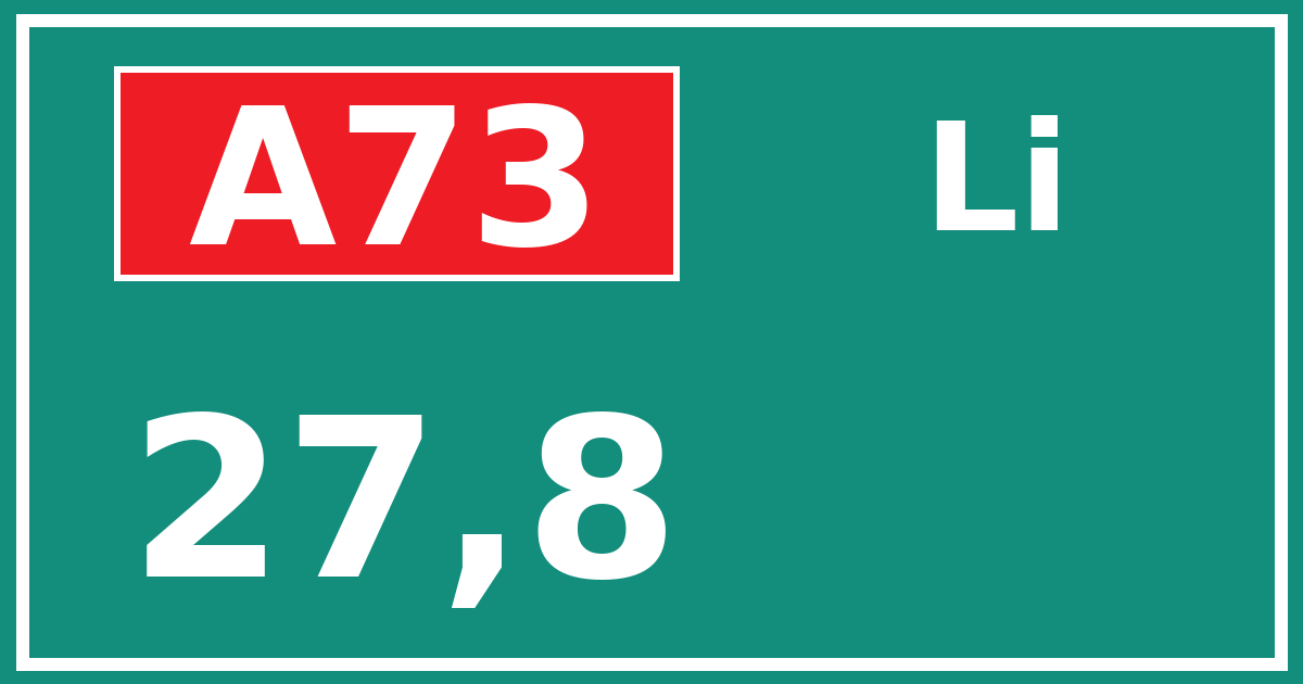 Hectometerbord A73 27,8 zijde Li