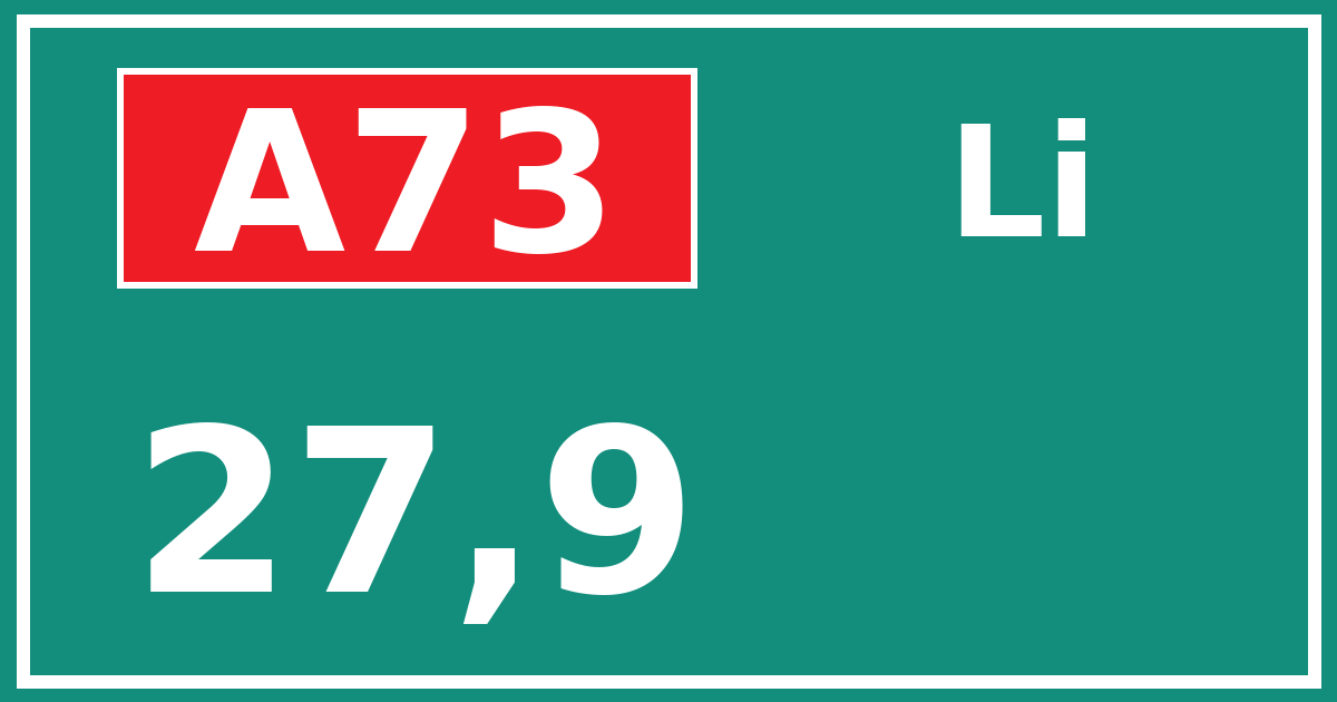 Hectometerbord A73 27,9 zijde Li