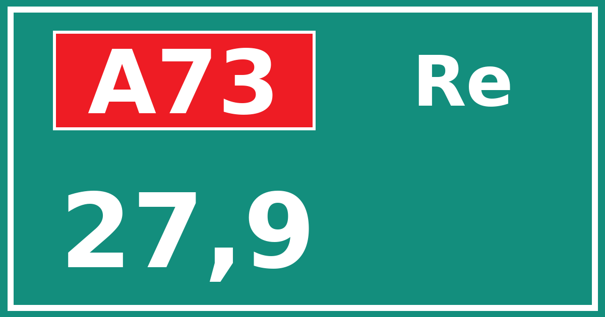 Hectometerbord A73 27,9 zijde Re
