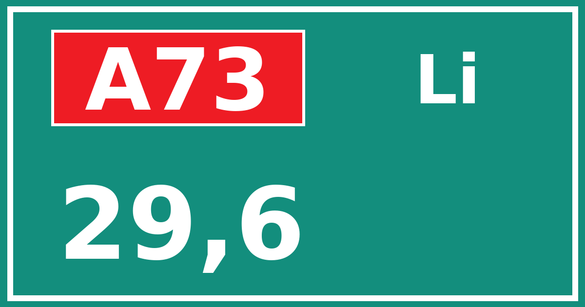 Hectometerbord A73 29,6 zijde Li