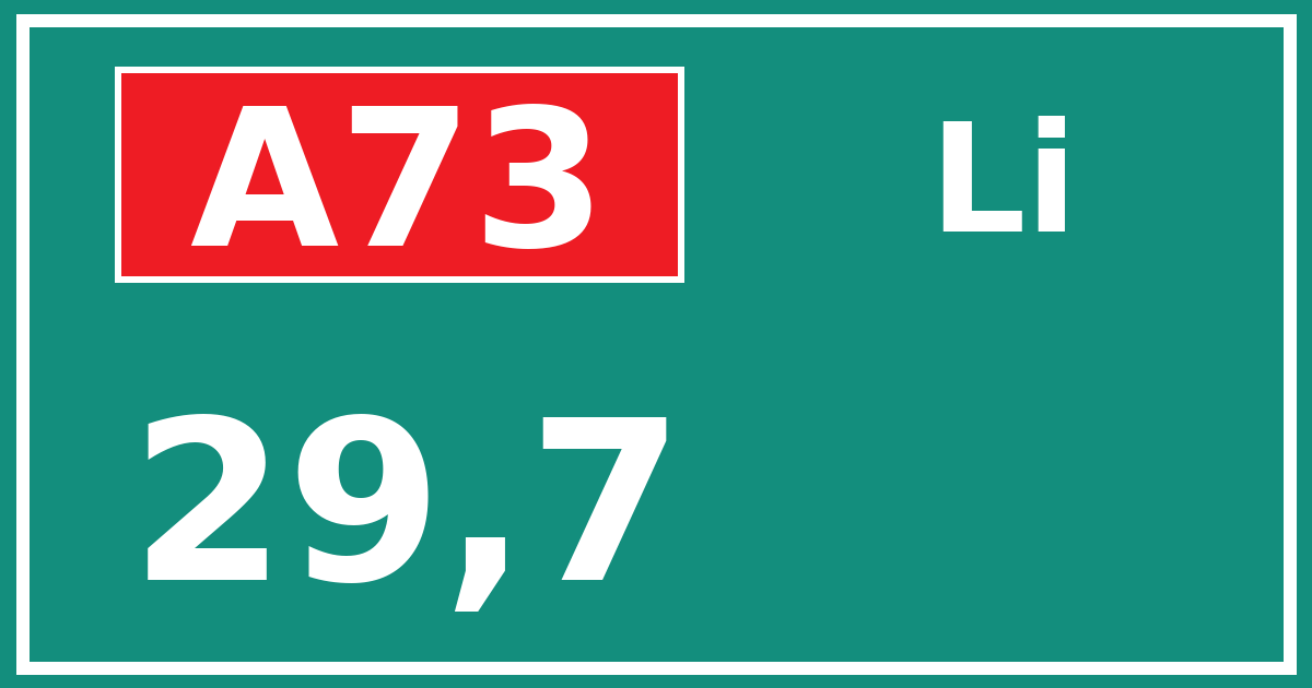Hectometerbord A73 29,7 zijde Li