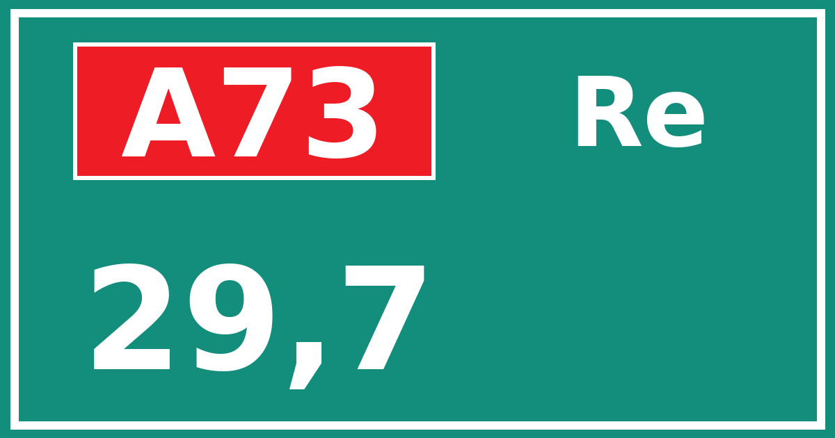Hectometerbord A73 29,7 zijde Re