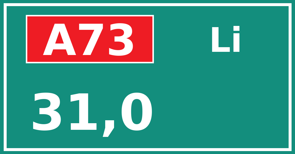 Hectometerbord A73 31,0 zijde Li