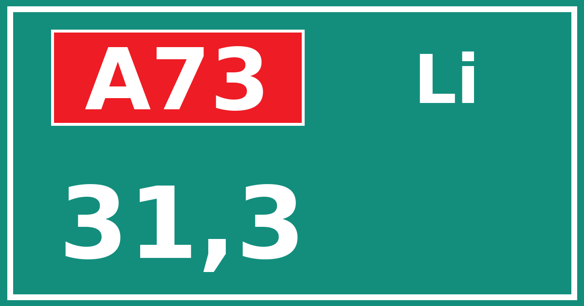 Hectometerbord A73 31,3 zijde Li