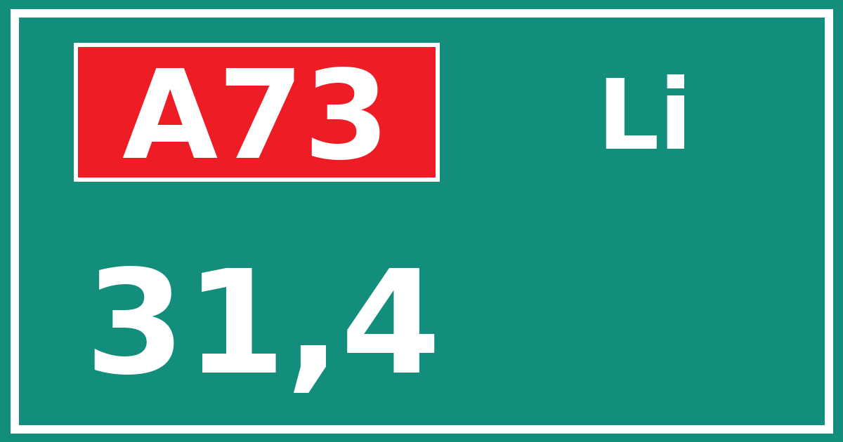 Hectometerbord A73 31,4 zijde Li