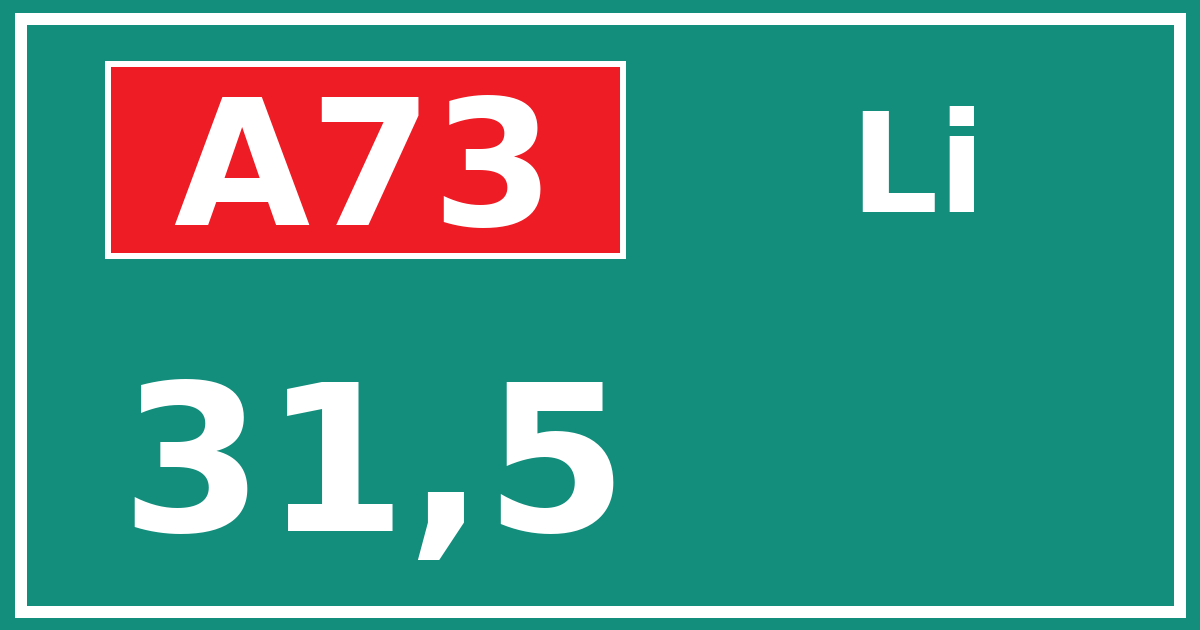 Hectometerbord A73 31,5 zijde Li