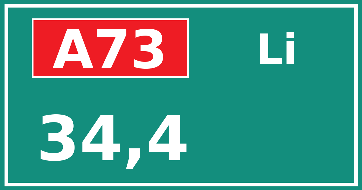 Hectometerbord A73 34,4 zijde Li